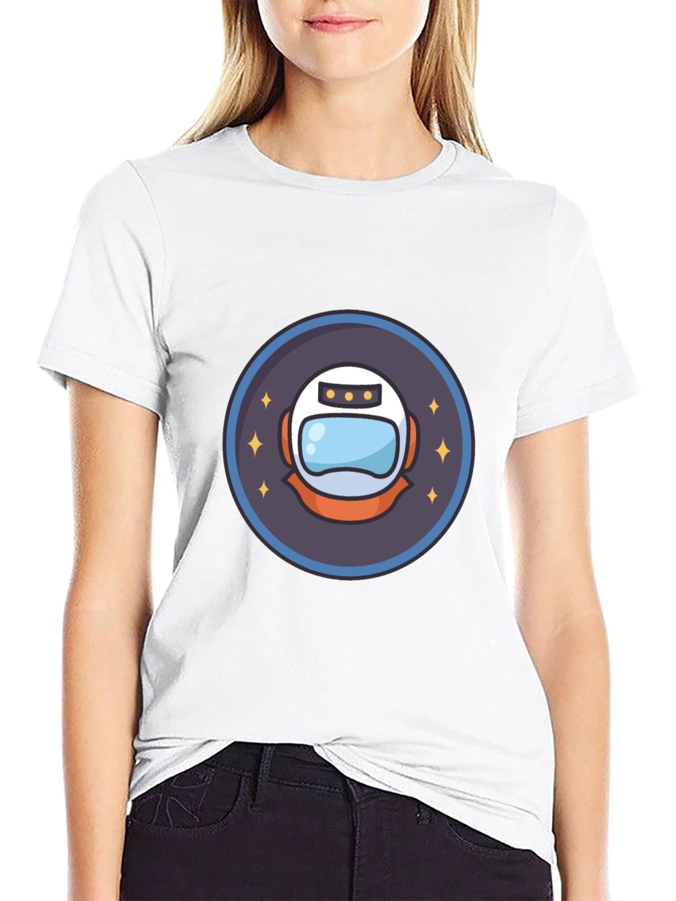 Astronaut Helmet Graphic T-Shirt - Black