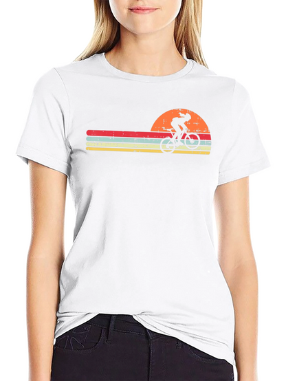 Retro Cyclist T-Shirt - Sunset Design