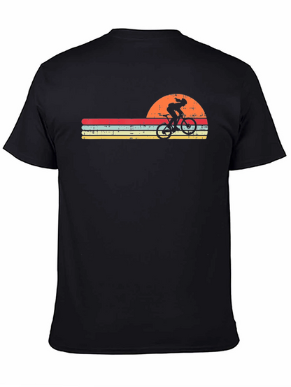 Retro Cyclist T-Shirt - Sunset Design