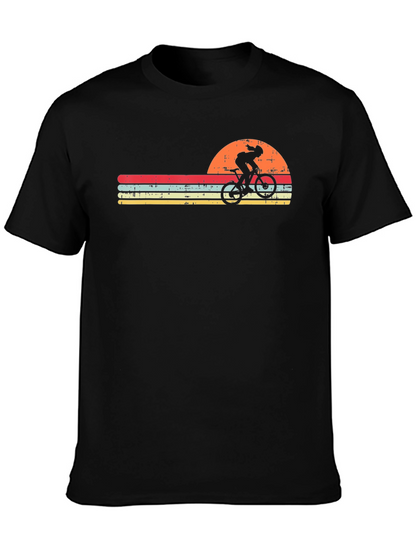 Retro Cyclist T-Shirt - Sunset Design