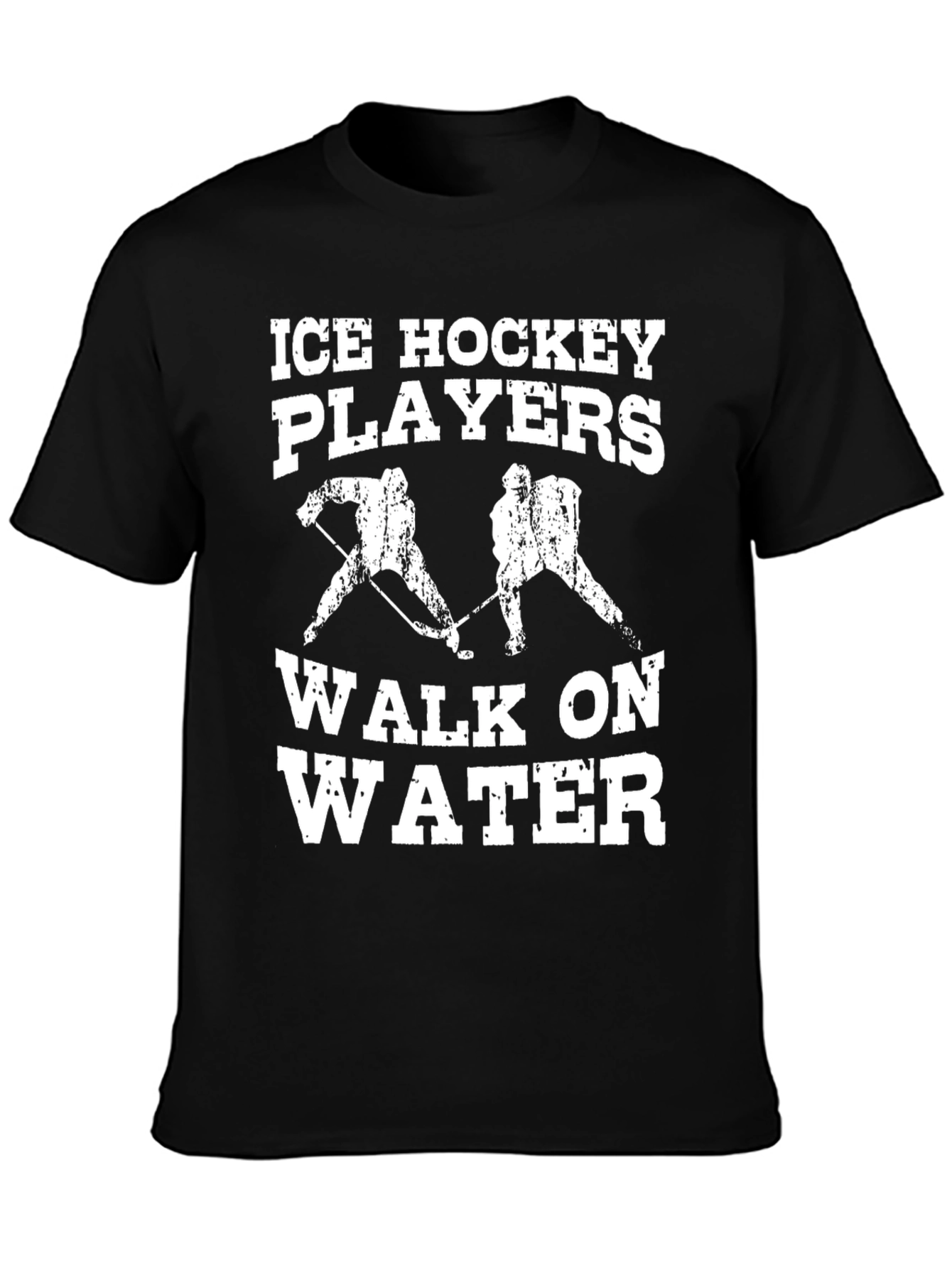 Ice Hockey Players Walk On Water Black T-Shirt