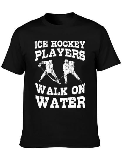 Ice Hockey Players Walk On Water Black T-Shirt