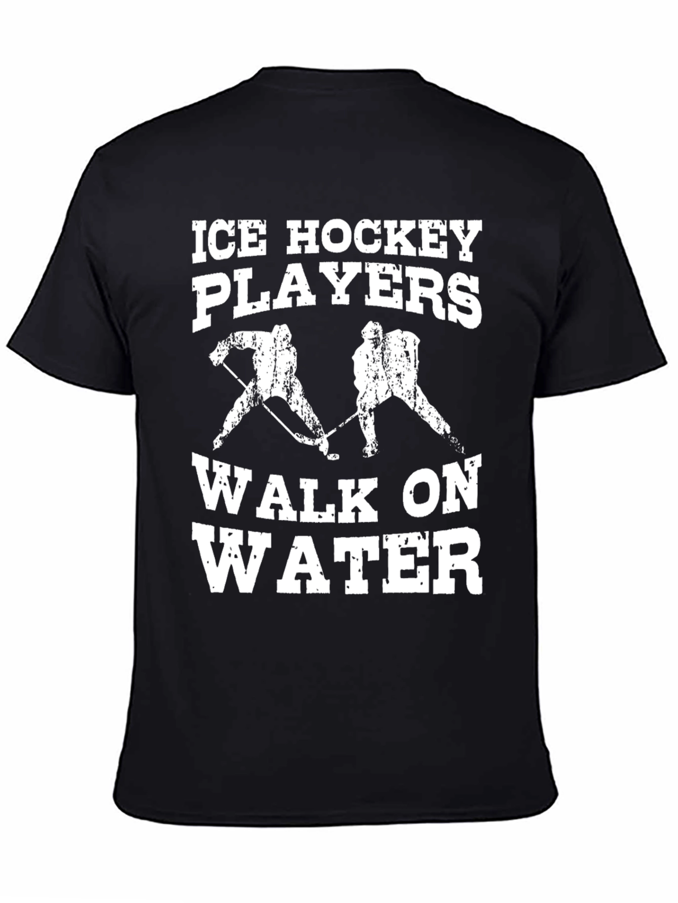 Ice Hockey Players Walk On Water Black T-Shirt