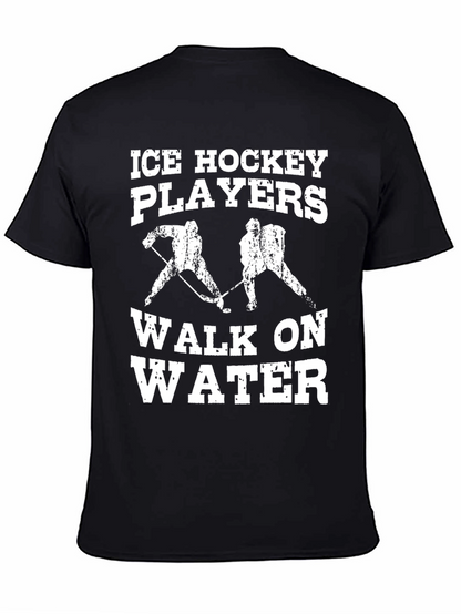 Ice Hockey Players Walk On Water Black T-Shirt