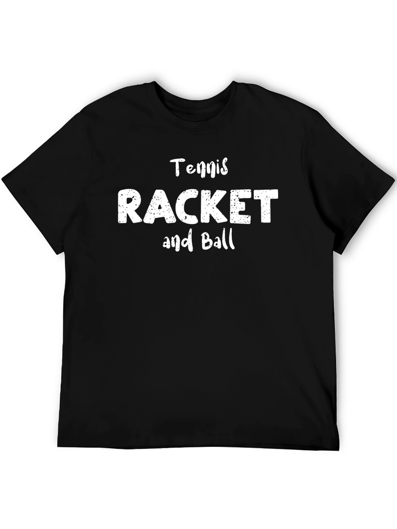 Tennis Racket and Ball Graphic Tee - Black