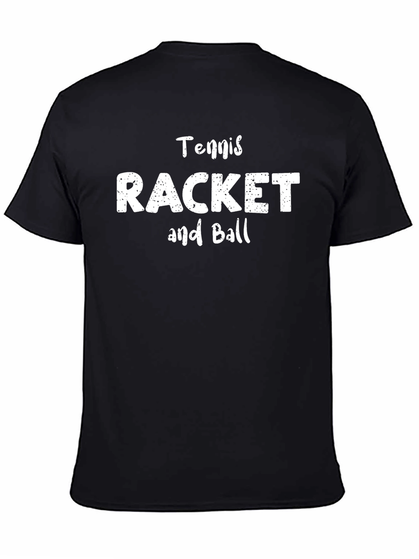Tennis Racket and Ball Graphic Tee - Black