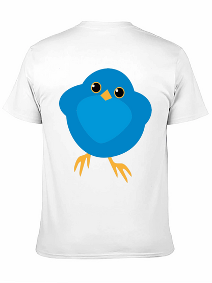Cute Blue Bird Graphic Tee - Mens Black T-Shirt