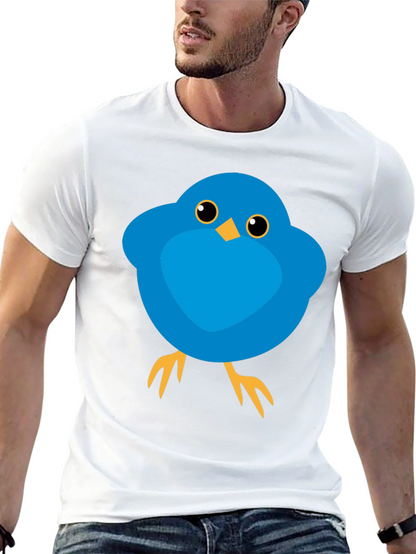 Cute Blue Bird Graphic Tee - Mens Black T-Shirt