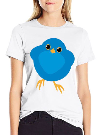 Cute Blue Bird Graphic Tee - Mens Black T-Shirt