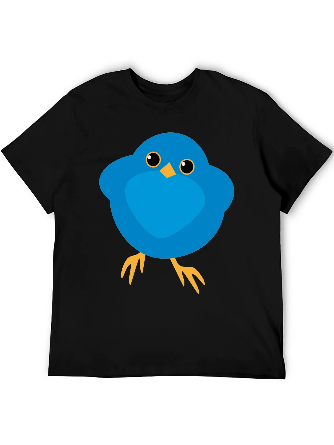 Cute Blue Bird Graphic Tee - Mens Black T-Shirt
