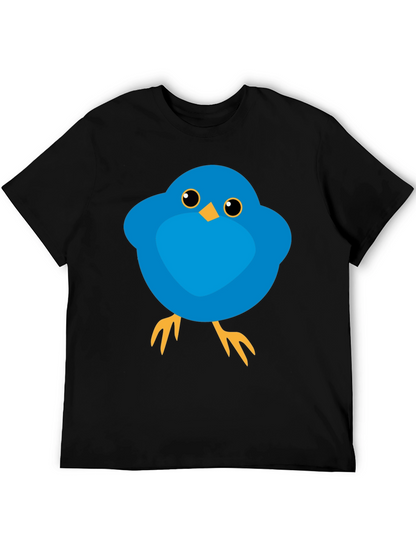 Cute Blue Bird Graphic Tee - Mens Black T-Shirt