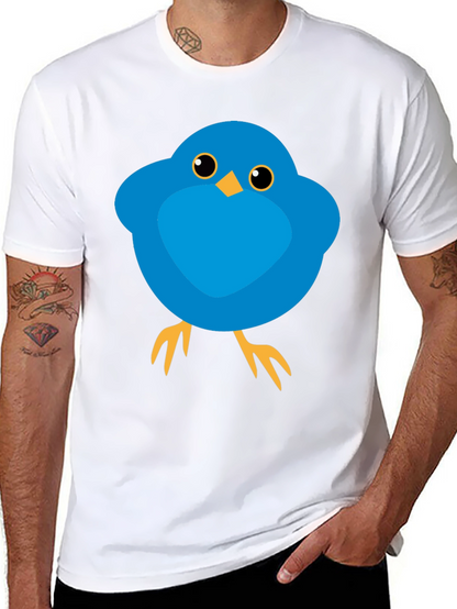 Cute Blue Bird Graphic Tee - Mens Black T-Shirt