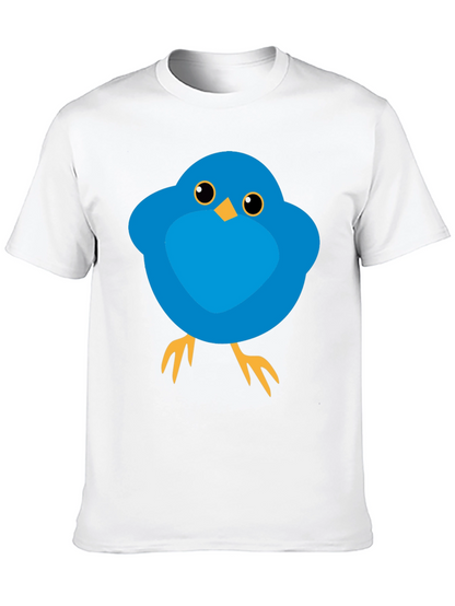 Cute Blue Bird Graphic Tee - Mens Black T-Shirt