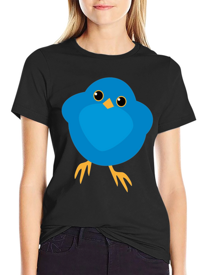 Cute Blue Bird Graphic Tee - Mens Black T-Shirt