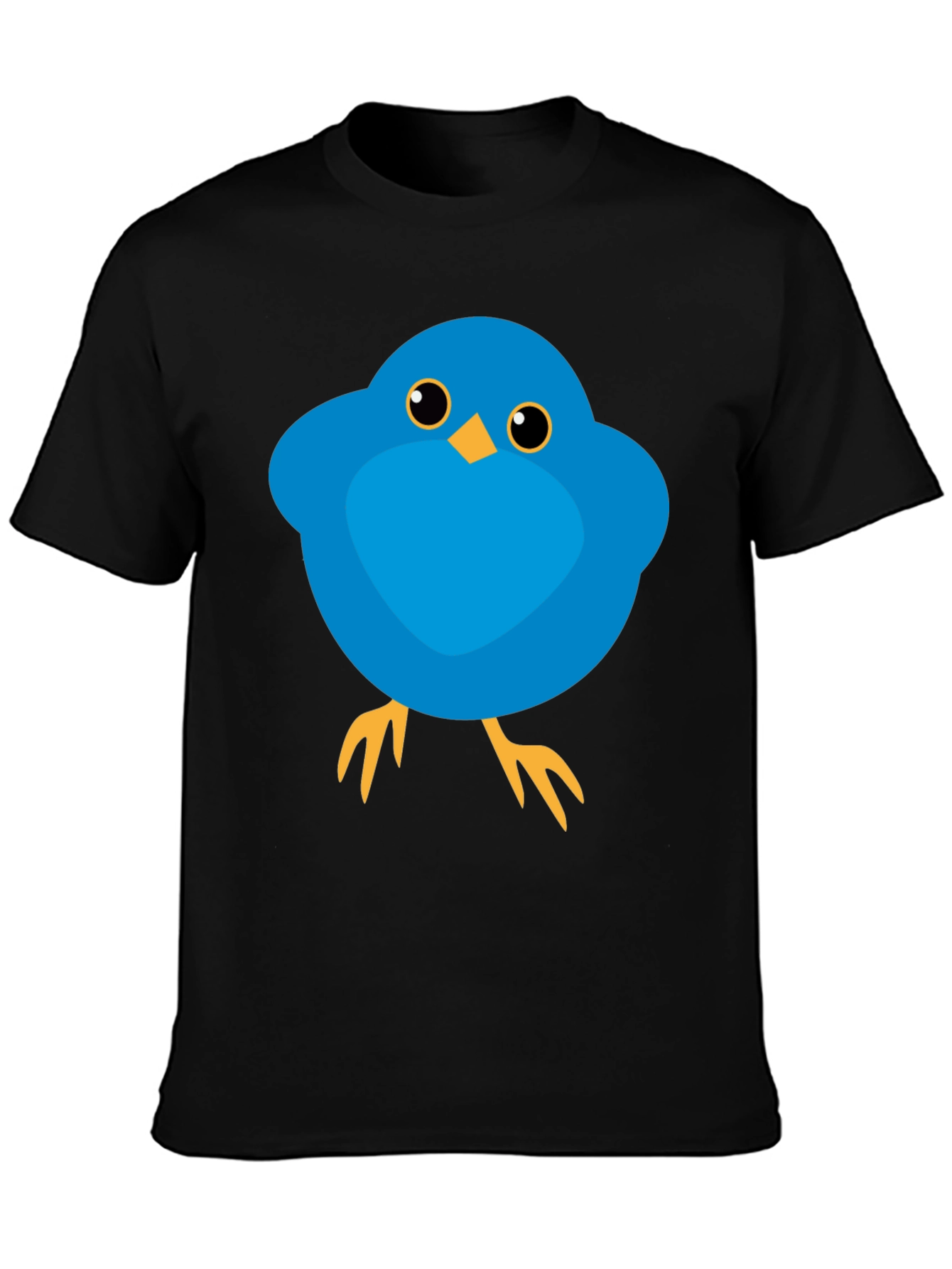 Cute Blue Bird Graphic Tee - Mens Black T-Shirt