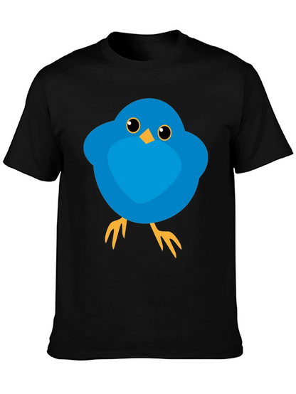Cute Blue Bird Graphic Tee - Mens Black T-Shirt