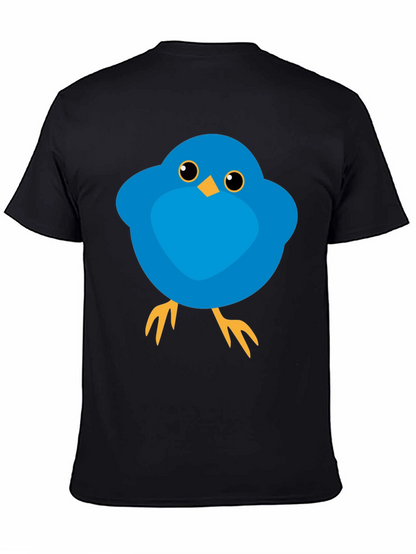 Cute Blue Bird Graphic Tee - Mens Black T-Shirt
