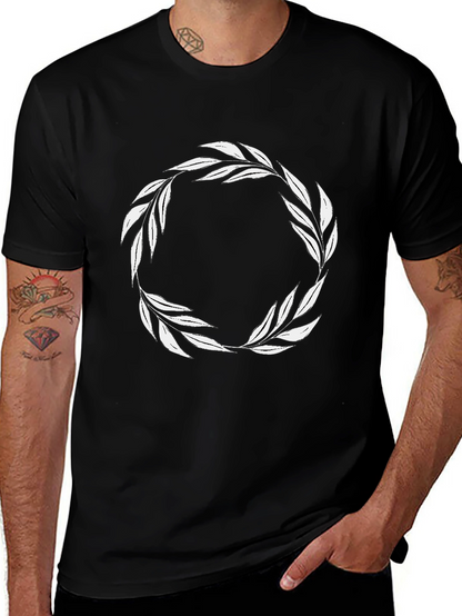 Leaf Wreath Graphic T-Shirt - Black