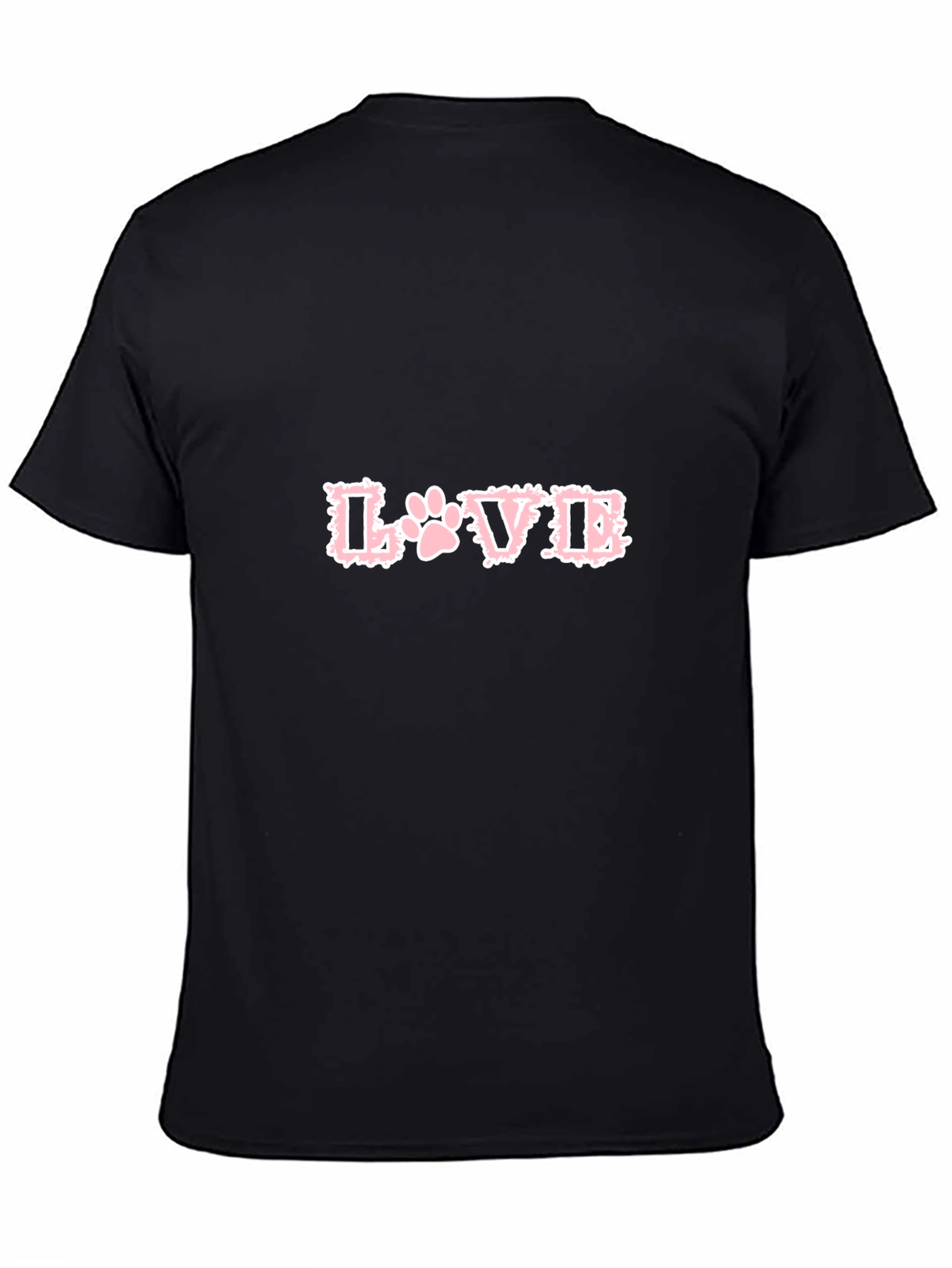 Love Paw Print T-Shirt - Black Crew Neck Tee