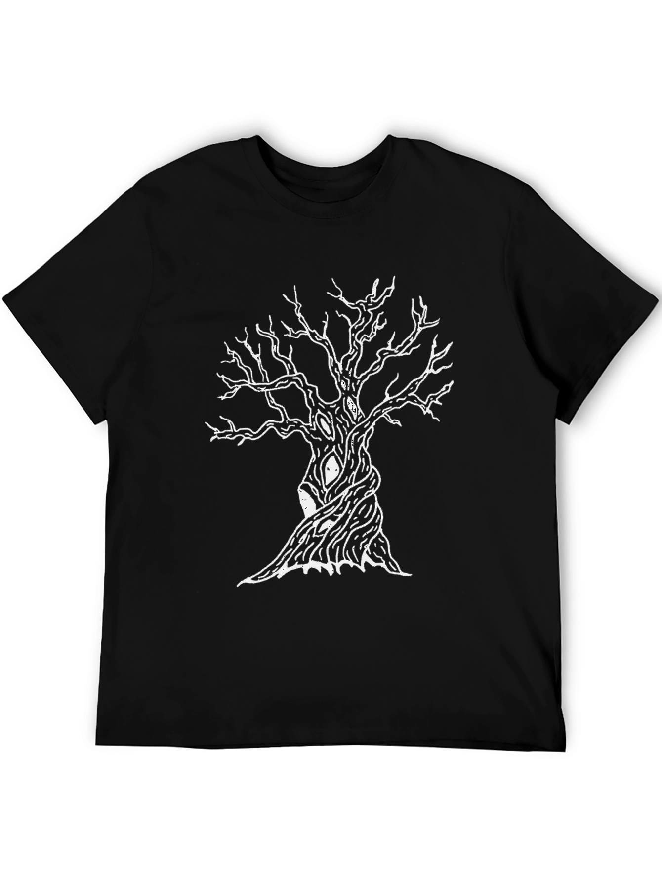 Mens Black Tee with Spooky Tree Graphic