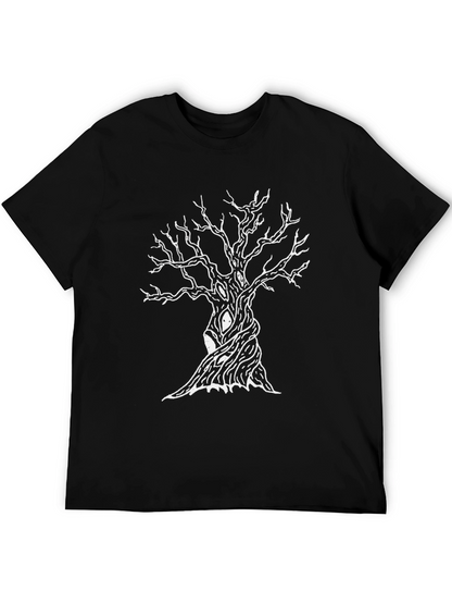 Mens Black Tee with Spooky Tree Graphic