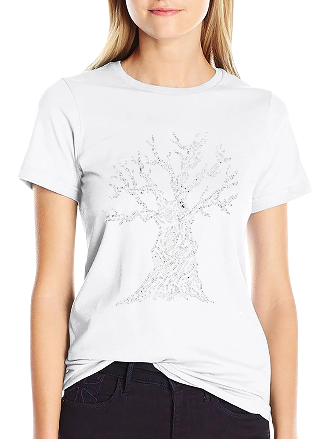 Mens Black Tee with Spooky Tree Graphic