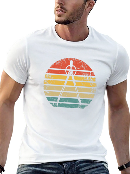 Retro Architect Compass Sunset Graphic T-Shirt