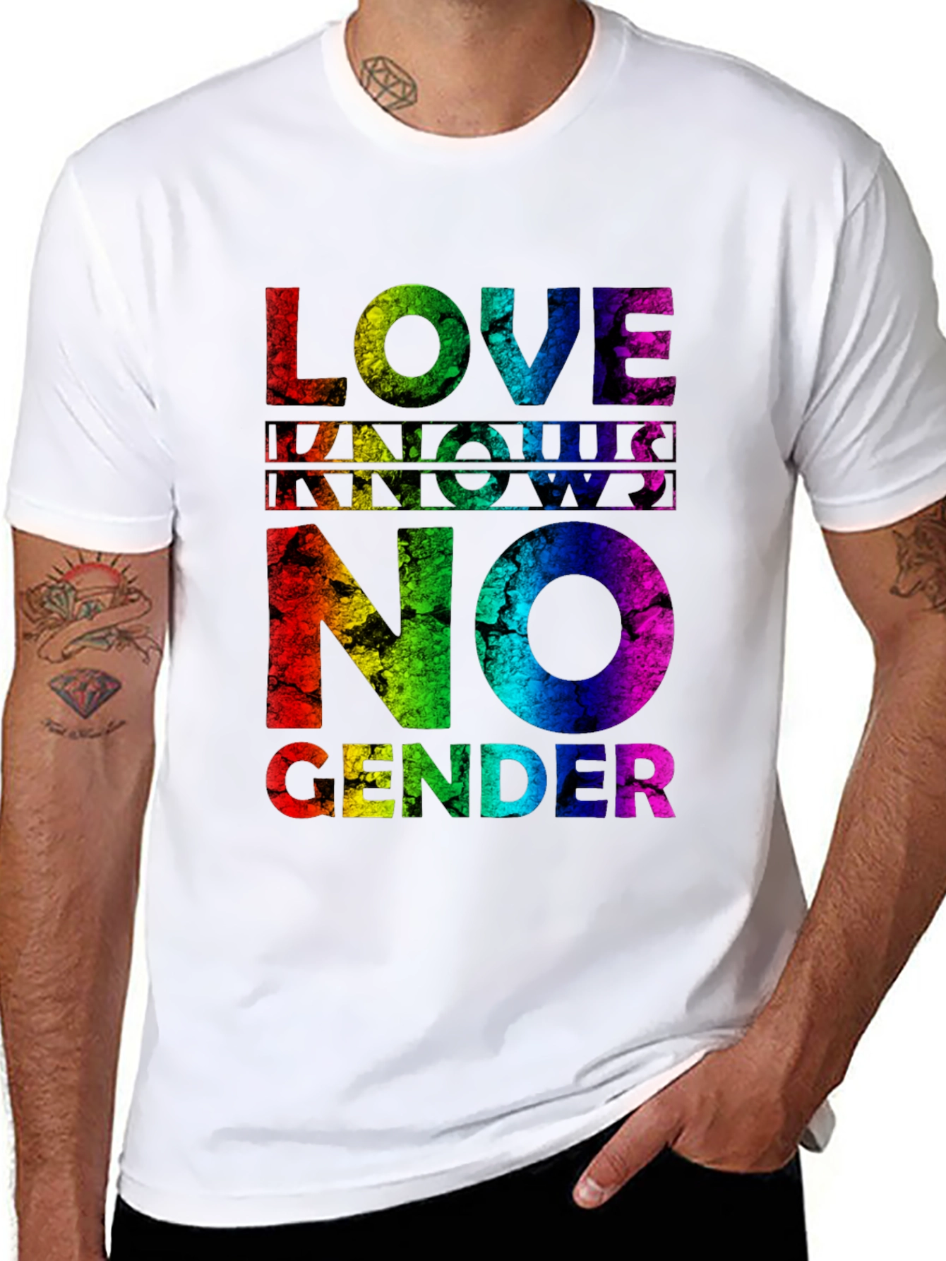 Love Knows No Gender Pride T-Shirt - Rainbow