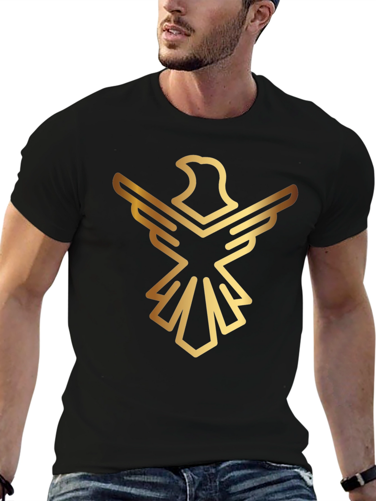 Golden Eagle Graphic Black T-Shirt