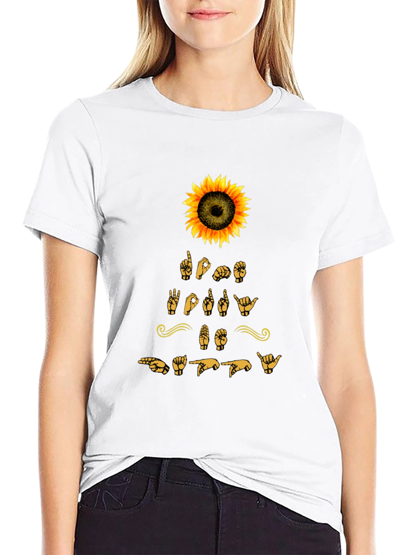 Sunflower ASL T-Shirt - Love Deaf Sign Language Shirt
