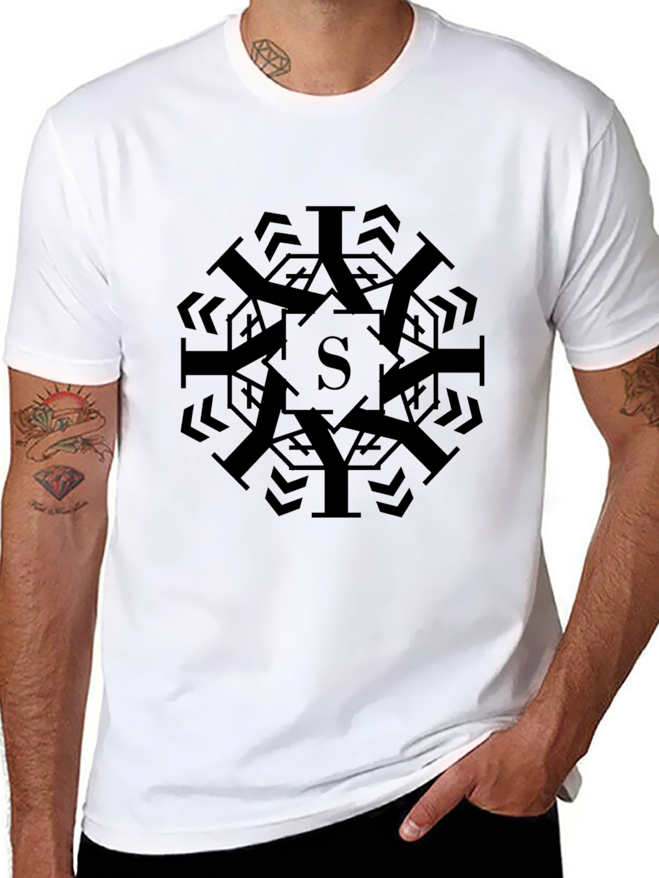 Modern Geometric S Black Graphic Tee