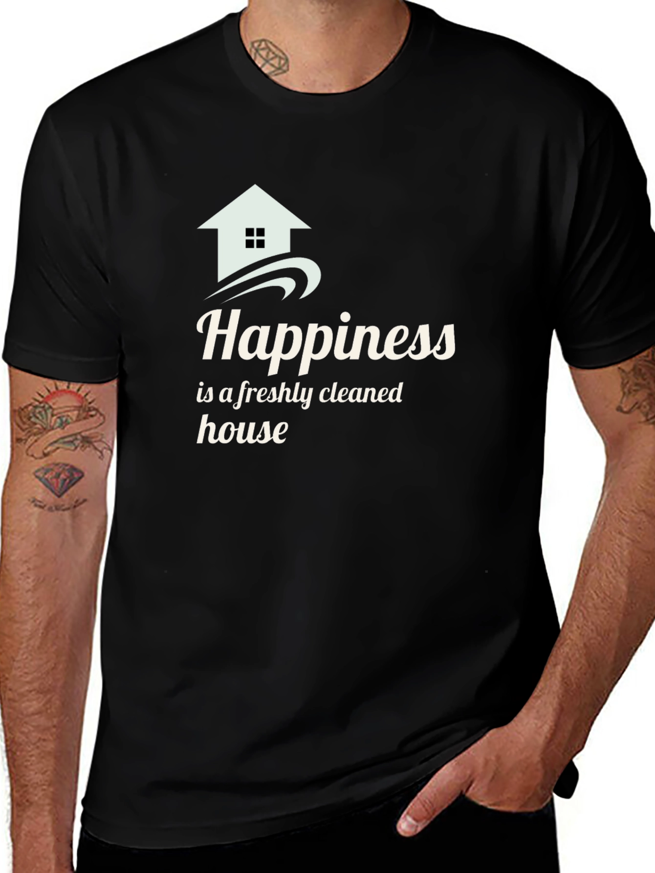 Happiness Freshly Cleaned House Black T-Shirt