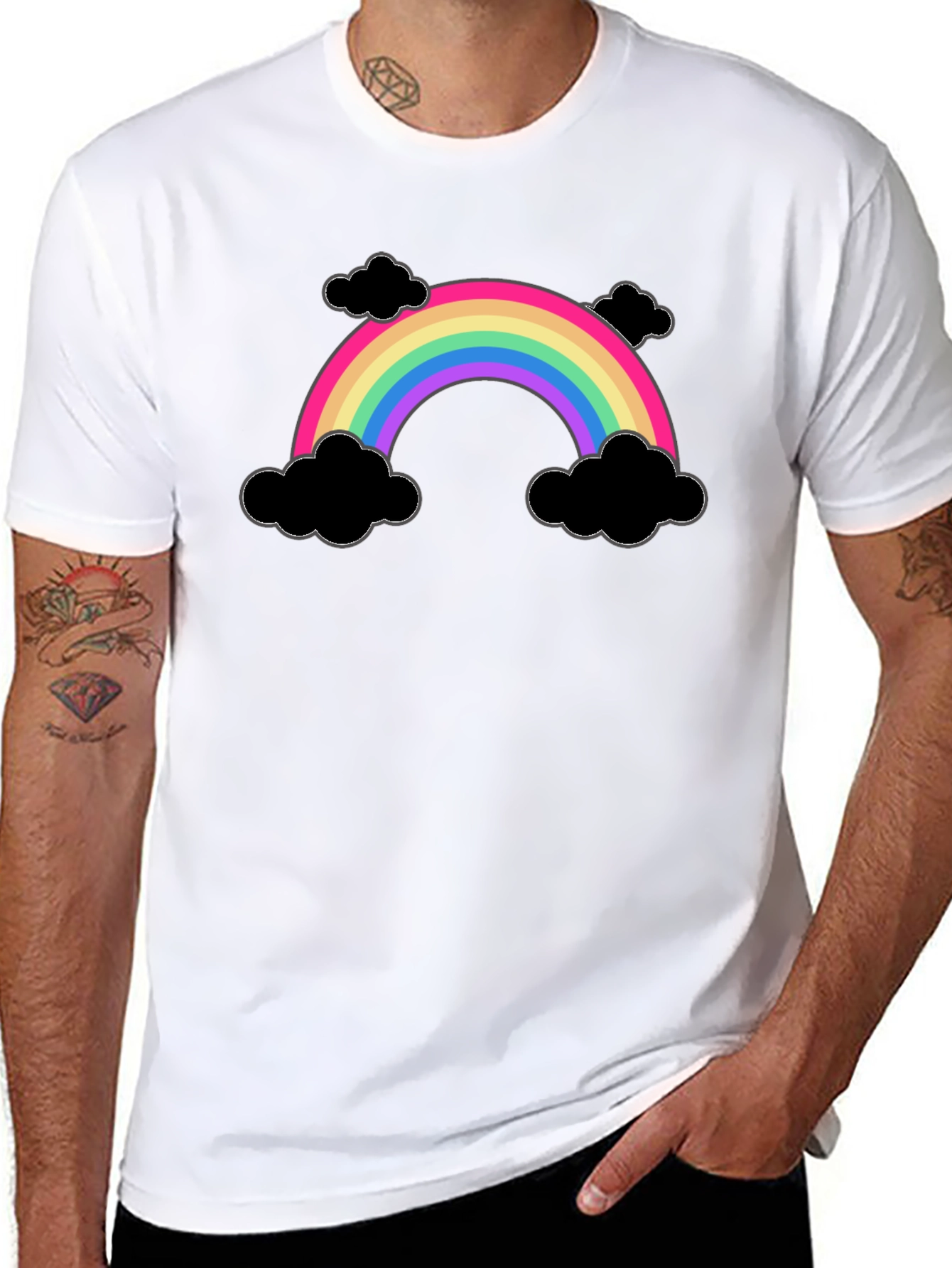Rainbow and Clouds Graphic T-Shirt