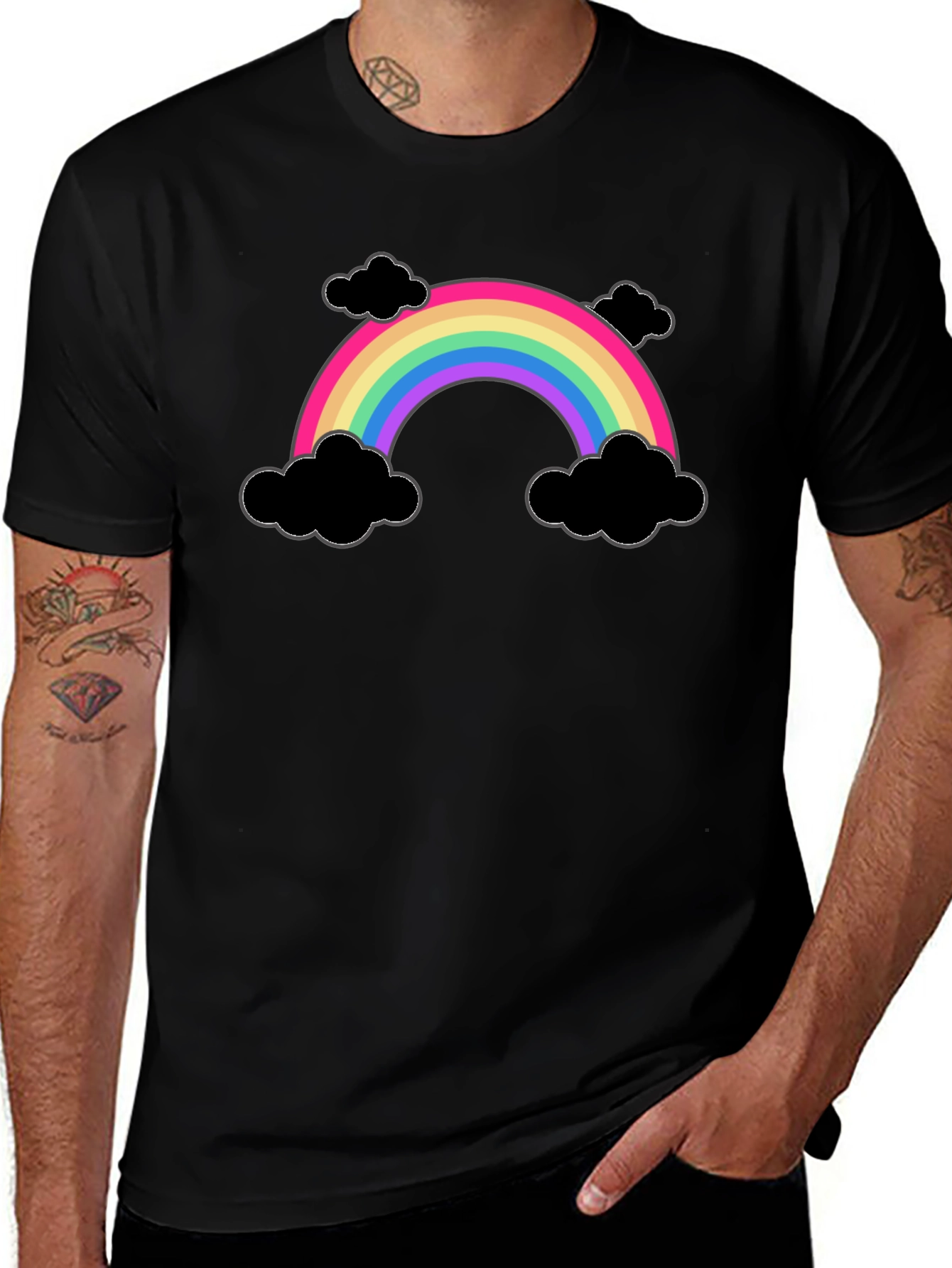 Rainbow and Clouds Graphic T-Shirt