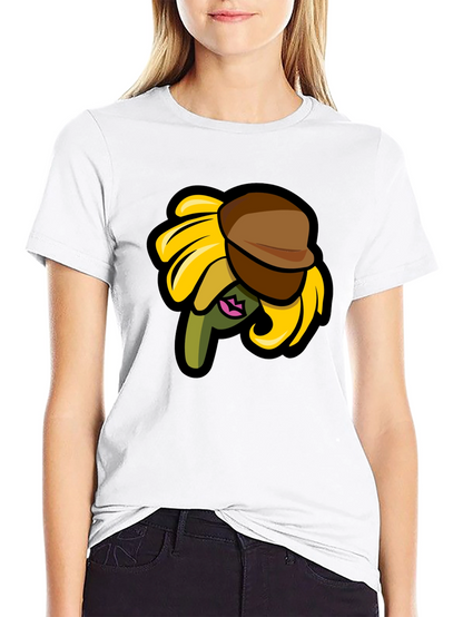 Sunflower Character on Black T-Shirt