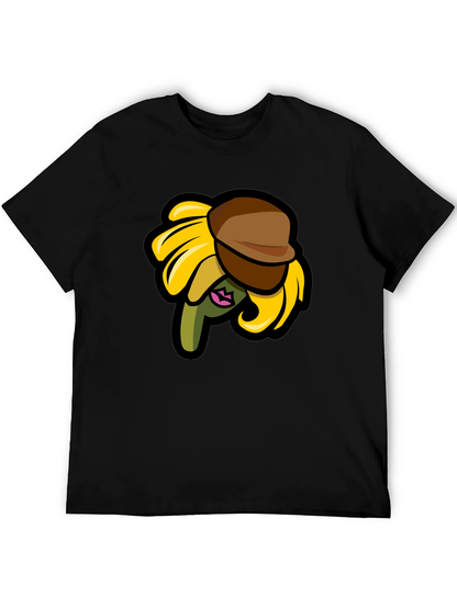 Sunflower Character on Black T-Shirt