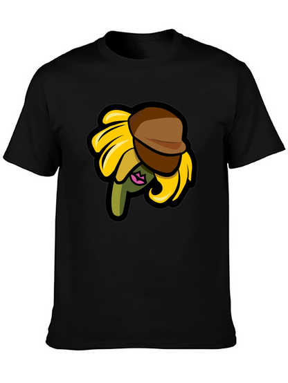 Sunflower Character on Black T-Shirt