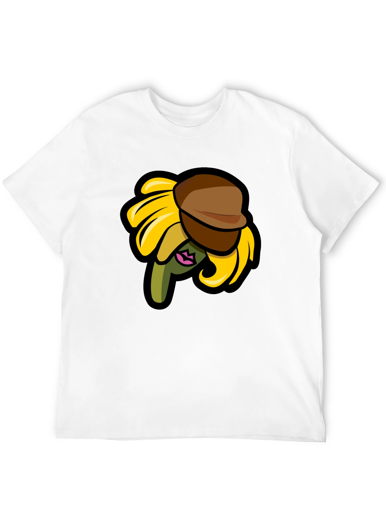 Sunflower Character on Black T-Shirt