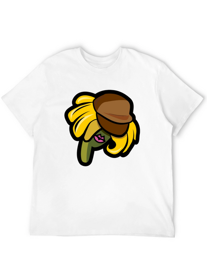 Sunflower Character on Black T-Shirt