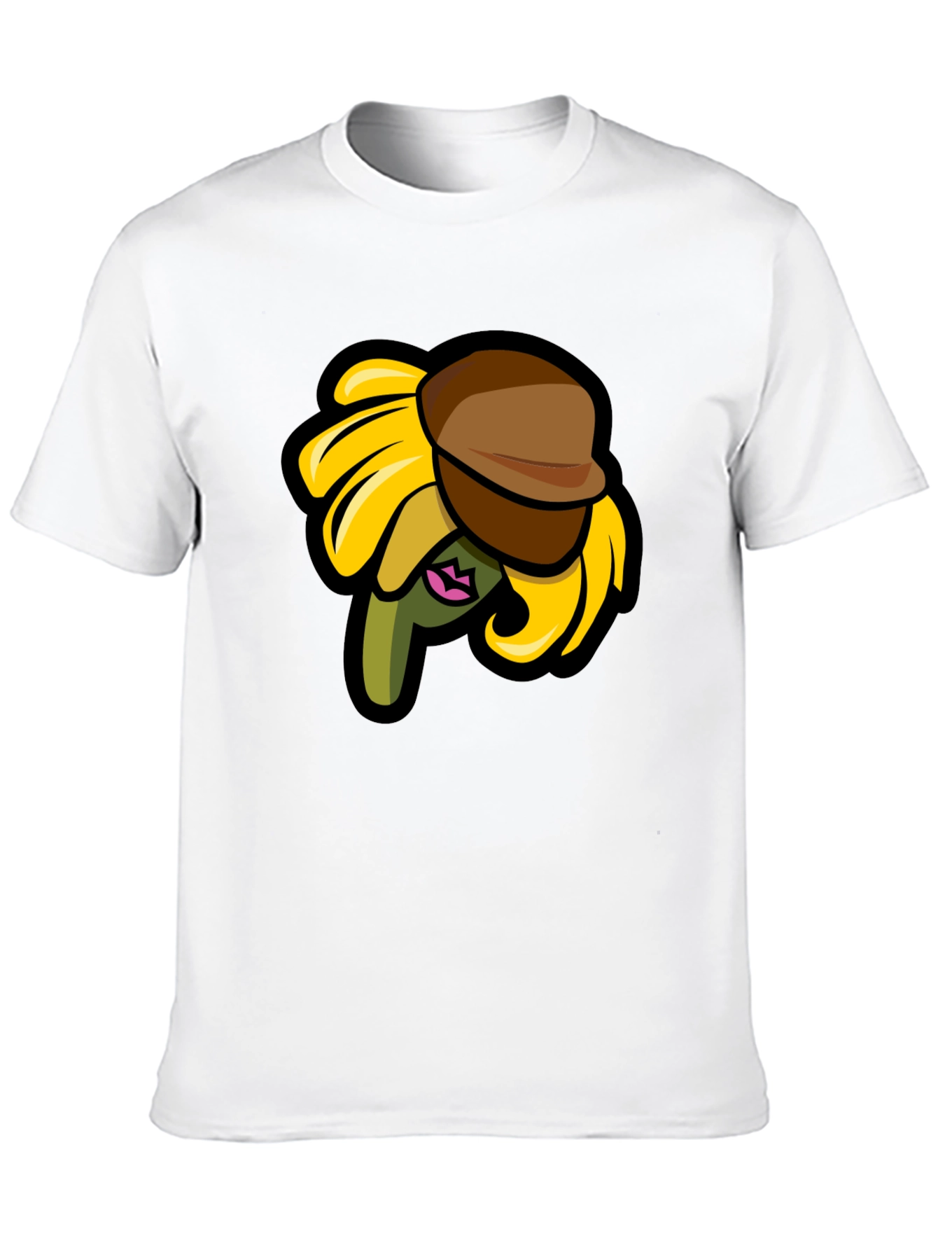 Sunflower Character on Black T-Shirt