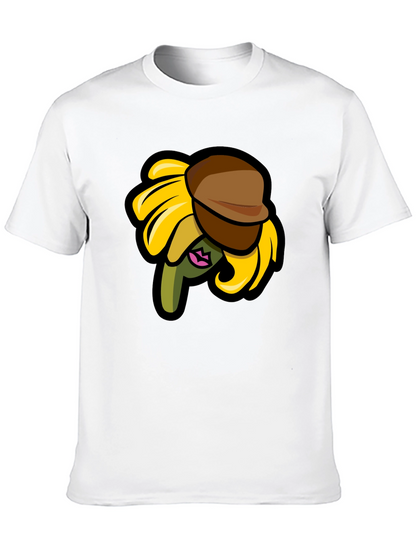 Sunflower Character on Black T-Shirt