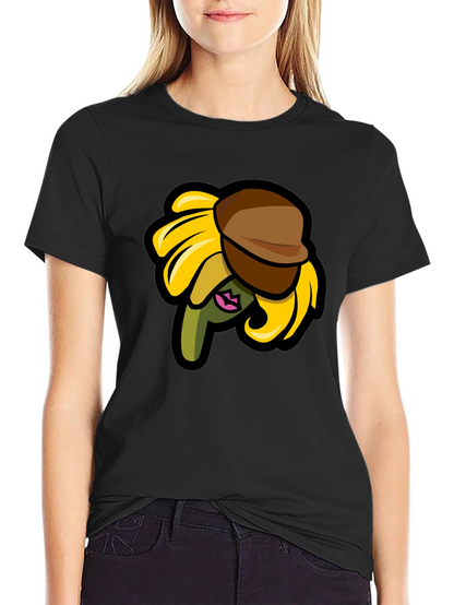 Sunflower Character on Black T-Shirt