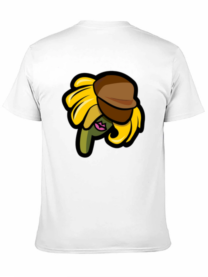 Sunflower Character on Black T-Shirt
