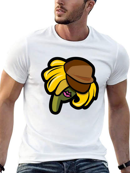 Sunflower Character on Black T-Shirt