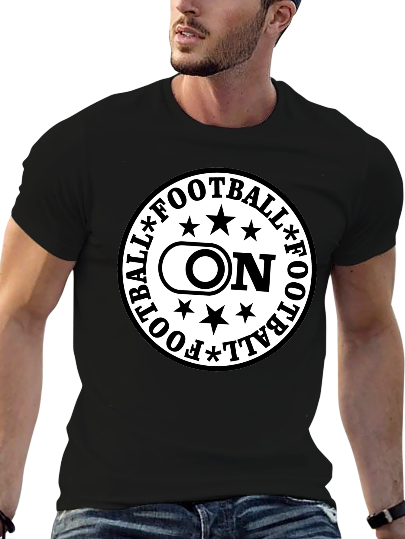 Football On Graphic Tee - Black