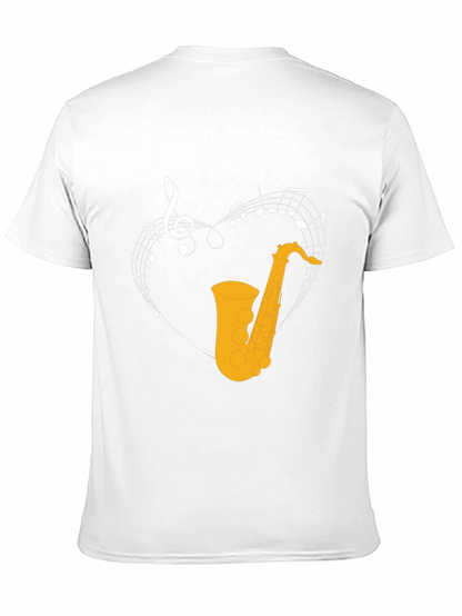 Saxophone Heart Graphic T-Shirt - Music Lover Tee