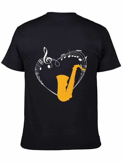 Saxophone Heart Graphic T-Shirt - Music Lover Tee