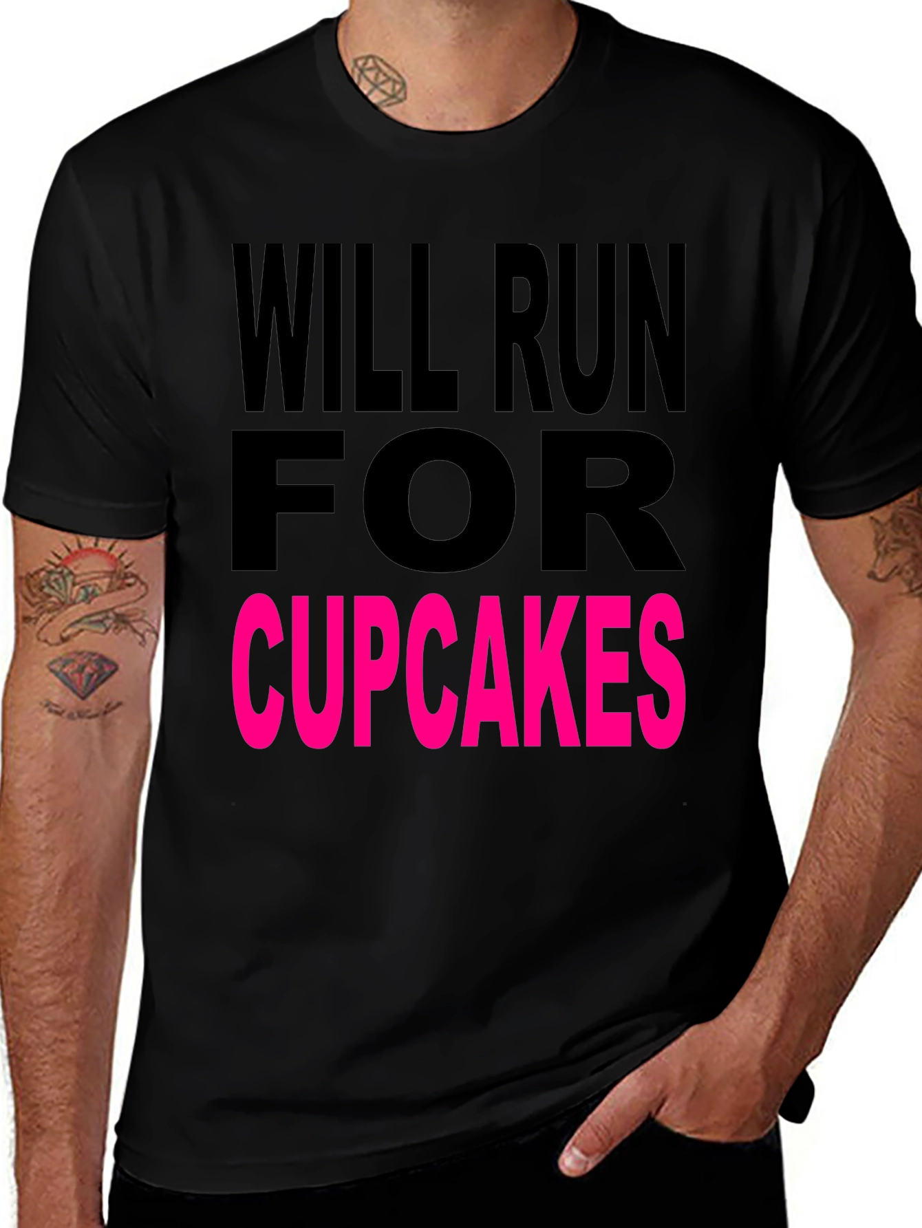 Will Run for Cupcakes Black T-Shirt