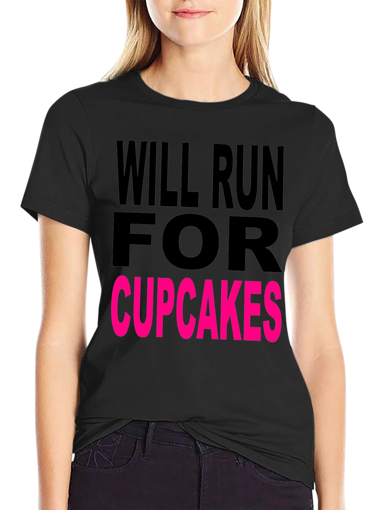 Will Run for Cupcakes Black T-Shirt