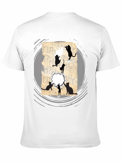 Cat Silhouette Music Sheet Graphic Tee